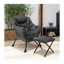 Modern Lazy Chair With Ottoman And Pillow And Armrests And Side Pocket