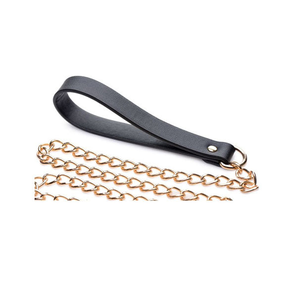 Leashed Lover Black Gold Chain Leash