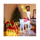 Led Lighted Christmas Reindeer And Santa Sleigh