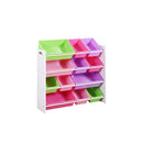12 Bins Kids Toy Box Bookshelf