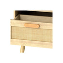 2X Bedside Tables Set Wooden Nightstand Rattan Drawers
