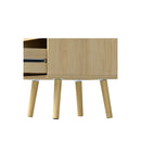 2X Bedside Tables Set Wooden Nightstand Rattan Drawers