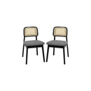 2X Dining Chair Wood Rattan Armless