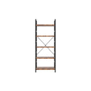 5 Tier Industrial Bookshelf Bookcase Rustic Brown