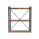 5 Tier Industrial Bookshelf Bookcase Rustic Brown