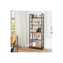 5 Tier Industrial Bookshelf Bookcase Rustic Brown