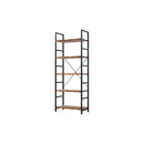 5 Tier Industrial Bookshelf Bookcase Rustic Brown