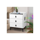 Bedside Table Led Lights Storage Drawers