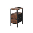 Bedside Table 2 Drawers Cabinet Brown
