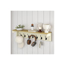 Coat Rack Wall Mounted Shelf 7 Double Hooks Storage