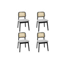 Dining Chair Wood Rattan Armless X4
