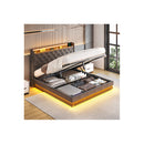 Bed Frame Gas Lift Led Light Grey