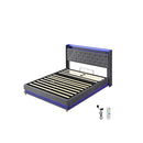 Bed Frame Gas Lift Led Light Grey