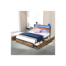Double Bed Frame Rgb Led 4 Drawers Usb