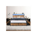 Double Bed Frame Rgb Led 4 Drawers Usb