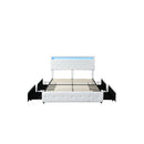 Bed Frame Rgb Led Pu 4 Drawer Usb White