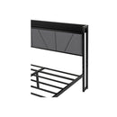 Bed Frame Steel Base with Headboard Grey