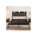 Bed Frame Steel Base with Headboard Grey