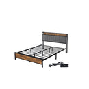 Frame Tufted Headboard Usb Charge Brown