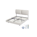 Floating Steel Bed Frame Rgb Led Light White