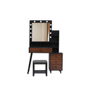 Led Dressing Table Stool Set 11 Bulbs Black