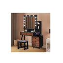 Led Dressing Table Stool Set 11 Bulbs Black