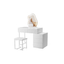 Dressing Table Stool Set With Mirror Led White
