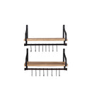 2X Floating Shelf Brackets Wall Natural Wood