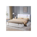 White Bed Frame Leather Headboard Rgb 2 Drawers