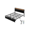 Black Bed Frame Leather Headboard Rgb 2 Drawers