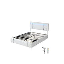 White Bed Frame Leather Headboard Rgb 2 Drawers