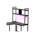 L Shaped Gaming Desk With Led Lights Black