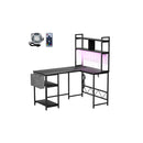 L Shaped Gaming Desk With Led Lights Black