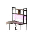 L Shaped Gaming Desk With Led Lights Brown