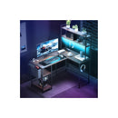 L Shaped Gaming Desk With Led Lights Brown