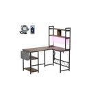 L Shaped Gaming Desk With Led Lights Brown
