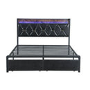 Metal Bed Frame Led Lights 2 Drawers