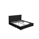 Queen Bed Frame Fabric Tufted Dark Grey