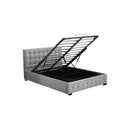 Queen Bed Frame Fabric Tufted Grey