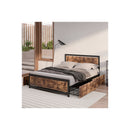 Queen Bed Frame Industrial Mattress With 4 Drawers