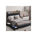 Queen Bed Frame Pu 4 Drawer Usb Charge