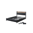 Queen Bed Frame Pu 4 Drawer Usb Charge
