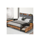 Queen Bed Frame Soft Storage Drawers Headboard Usb Charge