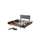 Queen Bed Frame Soft Storage Drawers Headboard Usb Charge