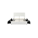 Queen Bed Frame Tufted 4 Drawer