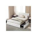 Queen Bed Frame Tufted 4 Drawer