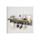 Coat Rack Wall Mounted Shelf 7 Double Hooks Storage