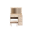 Led Dressing Table Stool Set 11 Bulbs Oak
