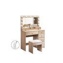 Led Dressing Table Stool Set 11 Bulbs Oak