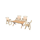 Folding Camping 1 Table And Chairs Set Oak